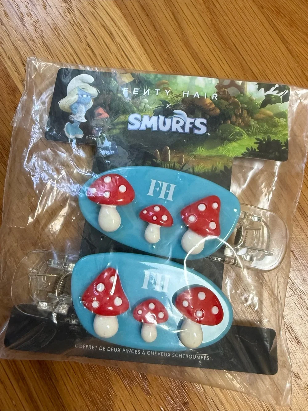 Fenty Hair x Smurfs Kids Blue Mushroom Hair Clips- Set of 2 NEW
